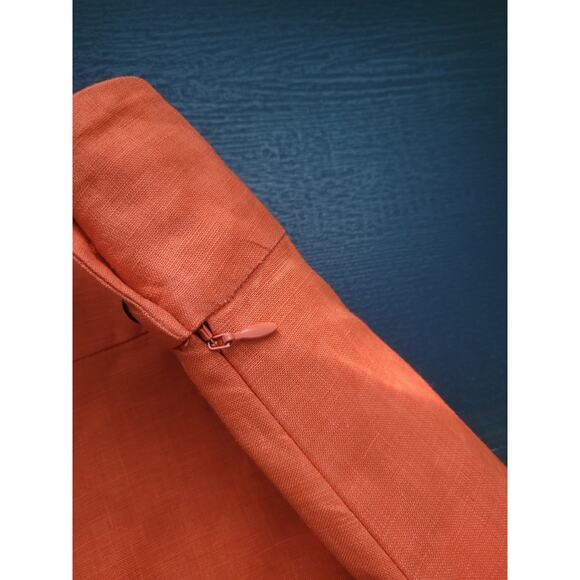 BIASA 100% Linen High Waisted Trouser Shorts Size M Orange Resort Beach Preppy - Picture 6 of 9